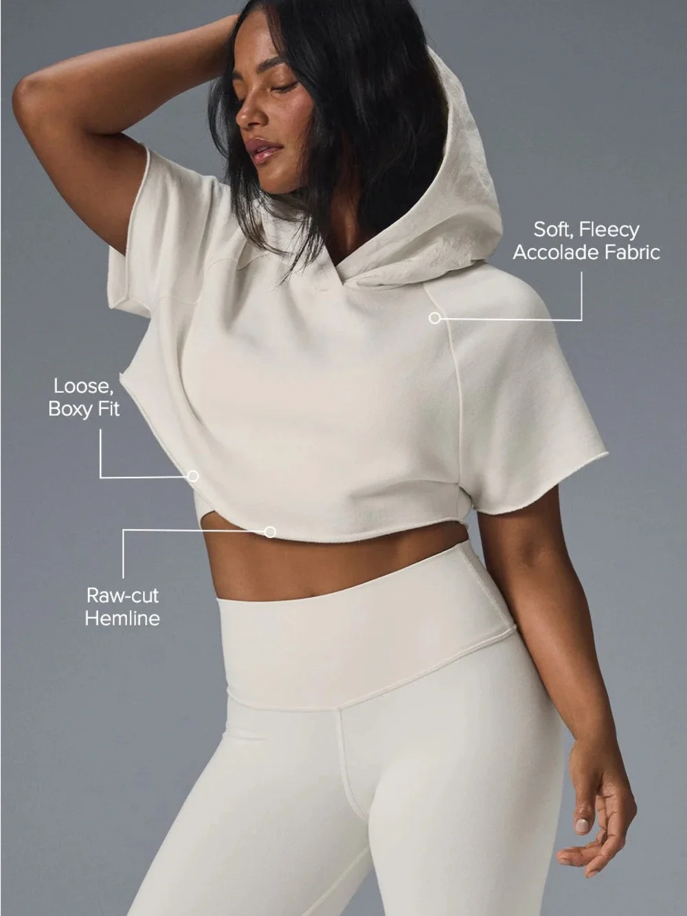 Alo Cropped in The Air Short Sleeve Hoodie